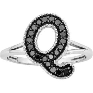 Jewelexcess Sterling Silver 1/4-ct. T.W. Black Diamond Initial Ring, Women's, Size: 8