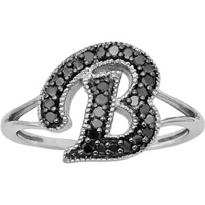 Jewelexcess Sterling Silver 1/4-ct. T.W. Black Diamond Initial Ring, Women's, Size: 8