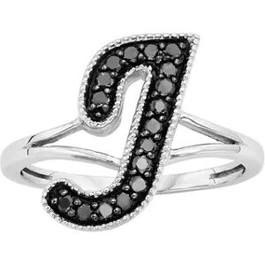 Jewelexcess Sterling Silver 1/4-ct. T.W. Black Diamond Initial Ring, Women's, Size: 7