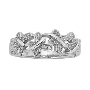 Jewelexcess Sterling Silver 1/10-ct. T.W. Diamond Butterfly Ring, Women's, Size: 8, White