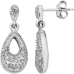 Jewelexcess Sterling Silver 1/4-ct. T.W. Diamond Teardrop Earrings, Women's, White