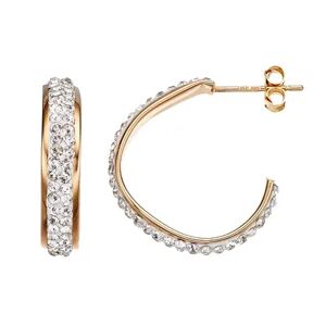 Kohl's Crystal 14k Gold Over Silver Free-Form Hoop Earrings, Women's, White
