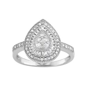 Jewelexcess Sterling Silver 1/4 Carat T.W. Diamond Teardrop Ring, Women's, Size: 6, White