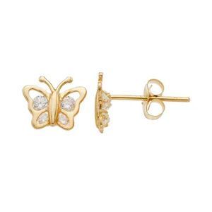Taylor Kids' Taylor Grace 10k Gold Cubic Zirconia Butterfly Stud Earrings, Girl's