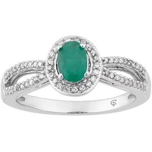 Unbranded 10k White Gold Emerald & 1/5 Carat T.W. Diamond Halo Ring, Women's, Size: 8, Green