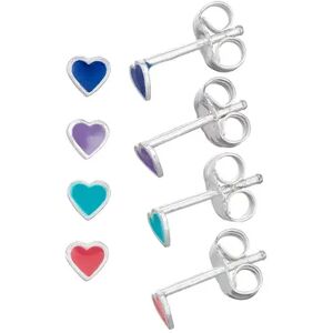 Charming Girl Sterling Silver Heart Earring Set, Women's