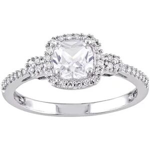 Stella Grace 10K White Gold Lab-Created White Sapphire & 1/6 Carat T.W. Diamond Ring, Women's, Size: 8