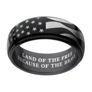 Unbranded Men's Stainless Steel Black Ion Plated Spinner American Flag Ring, Size: 11, Multicolor