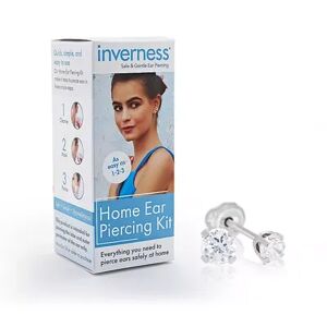 Inverness Home Ear Piercing Kit with Stainless Steel 3 mm CZ Stud Earrings, Women's, White