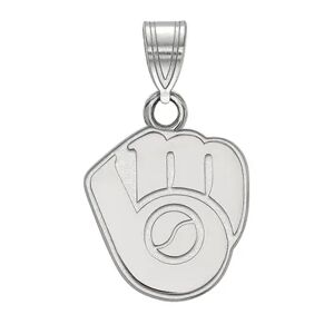 Unbranded LogoArt Milwaukee Brewers Sterling Silver Ball & Glove Logo Pendant, Women's, Size: 17 mm