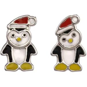 FAO Schwarz Fine Silver-Plated Holiday Santa Penguin Front to Back Earrings, Women's