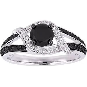 Stella Grace 10k White Gold 1 Carat T.W. Black & White Diamond Split Shank Engagement Ring, Women's, Size: 9.50