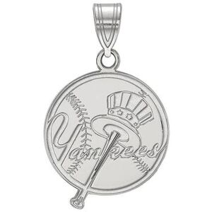 LogoArt 10k White Gold New York Yankees Alternate Logo Large Pendant, Women's, Size: 25MM, Silver