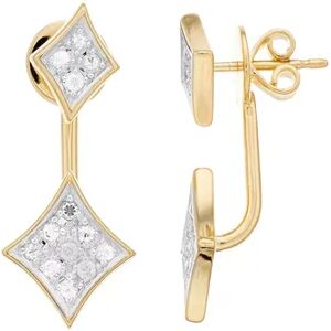 Unbranded 18k Gold Over Silver White Sapphire Front-Back Earrings, Women's, Yellow