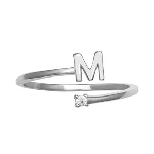PRIMROSE Sterling Silver Cubic Zirconia Initial Bypass Band Ring, Women's, Size: 8, Grey