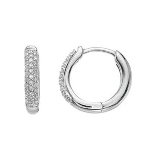 Diamond Brilliance Sterling Silver 1/10 Carat T.W. Diamond Hoop Earrings, Women's, White