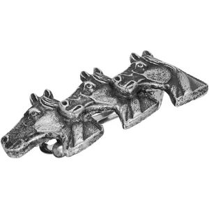 1928 Silver Tone Horse Heads Barrette