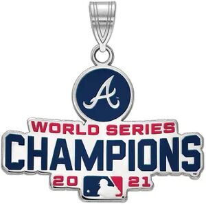 Unbranded LogoArt Atlanta Braves 2021 World Series Champions Large Enamel & Sterling Silver Pendant, Women's, Grey