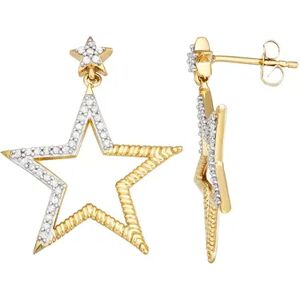 Jewelexcess 14k Gold Over Silver 1/4 Carat T.W. Diamond Star Earrings, Women's, Yellow