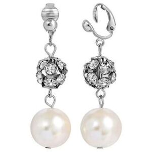 1928 Silver Tone Crystal Fireball Clip On Earrings, Women's, White