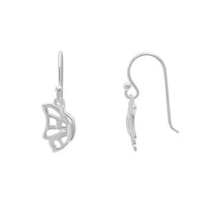 PRIMROSE Sterling Silver Polished Half Butterfly Drop Earrings, Women's, Grey