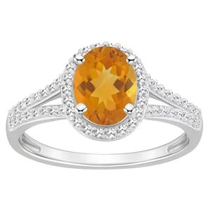 Celebration Gems Sterling Silver Gemstone & 1/4 Carat T.W. Diamond Halo Ring, Women's, Size: 6, Orange