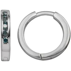 Jewelexcess Sterling Silver 1/4-ct. T.W. Blue Diamond Hoop Earrings, Women's