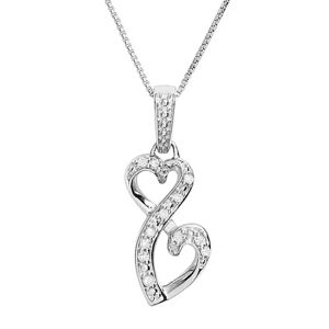 Love Is Forever Sterling Silver 1/10-ct. T.W. Diamond Double Heart Pendant, Women's, White