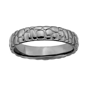 Stacks & Stones Stacks and Stones Ruthenium-Plated Sterling Silver Pebbled Stack Ring, Women's, Size: 6, Grey