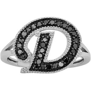 Jewelexcess Sterling Silver 1/4-ct. T.W. Black Diamond Initial Ring, Women's, Size: 6