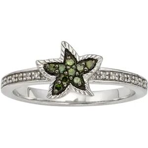 Jewelexcess Sterling Silver 1/7-ct. T.W. Green and White Diamond Starfish Ring, Women's, Size: 8