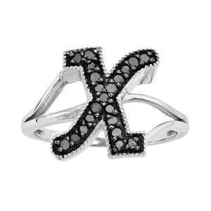 Jewelexcess Sterling Silver 1/4-ct. T.W. Black Diamond Initial Ring, Women's, Size: 6