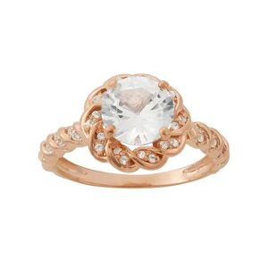 Designs by Gioelli Lab-Created White Sapphire 14k Rose Gold Over Silver Halo Ring, Women's, Size: 6