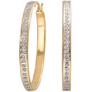 Diamond Mystique 18k Gold Over Silver Oval Hoop Earrings, Women's, Yellow