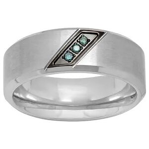 Unbranded Men's Stainless Steel Blue Diamond Accent Ring, Size: 11.50