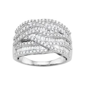 Jewelexcess 10k White Gold 1 1/4 Carat T.W. Diamond Wave Ring, Women's, Size: 8