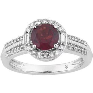 Unbranded 10k White Gold Garnet & 1/4 Carat T.W. Diamond Halo Ring, Women's, Size: 6, Red