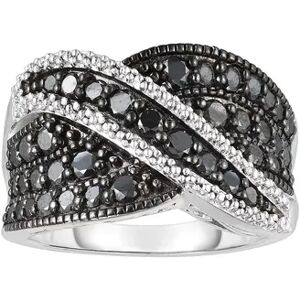 Unbranded Sterling Silver 1 1/4 Carat T.W. Black Diamond Overlap Ring, Women's, Size: 7