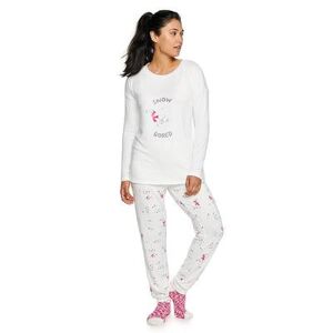 Sonoma Goods For Life Women's Sonoma Goods For Life 3-pc. Long Sleeve Pajama Top, Pajama Pants & Socks Set, Size: Large, Natural