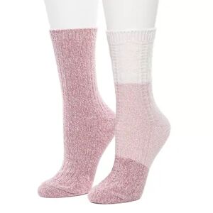Cuddl Duds Women's Cuddl Duds 2 Pair Pack Colorblock Cable Rib Crew Socks, Size: 9-11, Med Pink