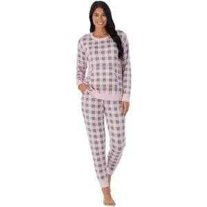 Women's Cuddl Duds Kangaroo Pocket Pajama Top and Banded Bottom Pajama Pants Sleep Set, Size: XXL, Pink