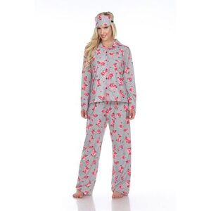 WM Fashion Women's Three-Piece Pajama Set, Size: XL, Grey Pink