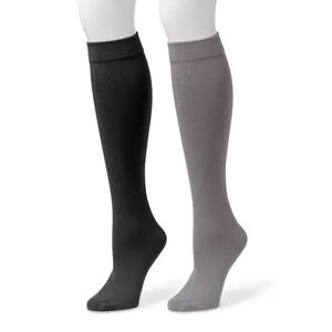 MUK LUKS 2-pk. Women’s Fleece-Lined Knee-High Socks, Women's, Size: Large-XL, Black
