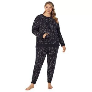 Plus Size Cuddl Duds Kangaroo Pocket Pajama Top and Banded Bottom Pajama Pants Sleep Set, Women's, Size: 1XL, Dark Blue