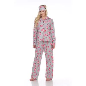 WM Fashion Women's Three-Piece Pajama Set, Size: Medium, Grey Pink