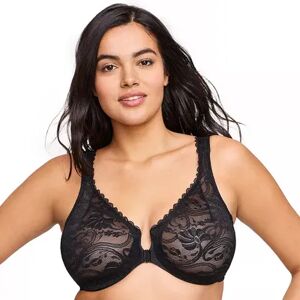 Glamorise Bra: Front-Closure Wonderwire Bra 9245, Women's, Size: 46 C, Black