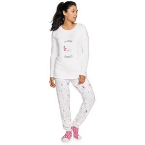 Sonoma Goods For Life Women's Sonoma Goods For Life 3-pc. Long Sleeve Pajama Top, Pajama Pants & Socks Set, Size: Medium, Natural