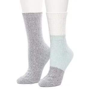 Cuddl Duds Women's Cuddl Duds 2 Pair Pack Colorblock Cable Rib Crew Socks, Size: 9-11, Brt Blue