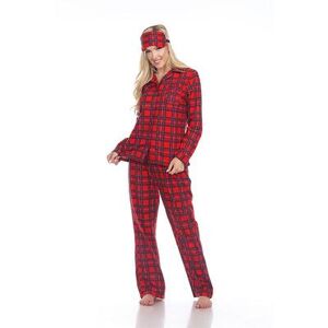 WM Fashion Women's Three-Piece Pajama Set, Size: Large, Red Plaid