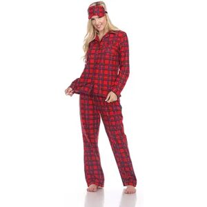 WM Fashion Women's Three-Piece Pajama Set, Size: Medium, Red Plaid